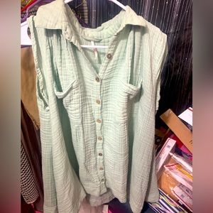 Linen tunic shirt from free people very boxy mint green